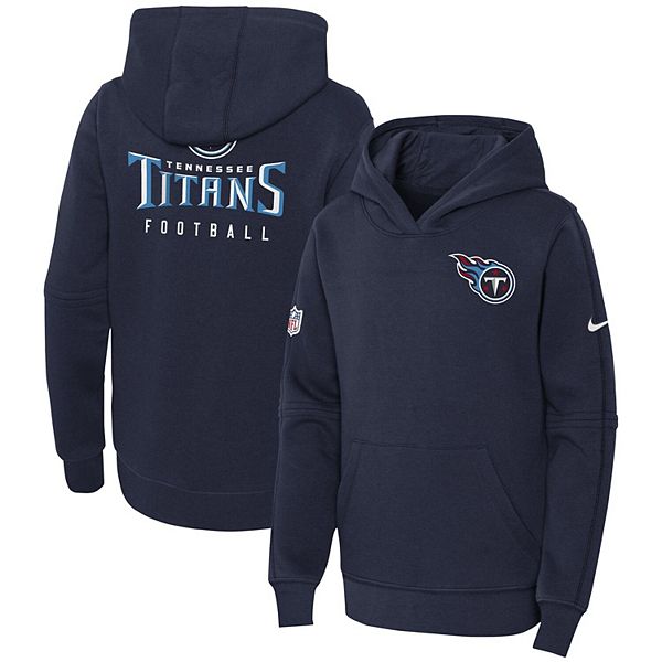 Youth Nike Navy Tennessee Titans 2023 Sideline Club Fleece Pullover Hoodie