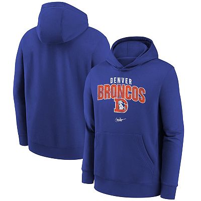 Youth Nike Royal Denver Broncos Rewind Shout Out Pullover Hoodie