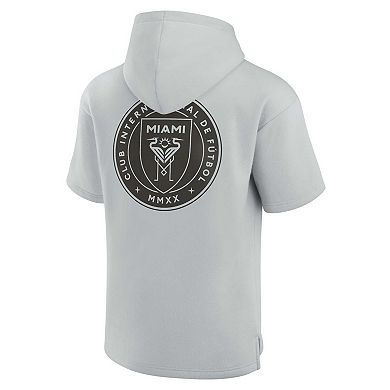 Unisex Fanatics Signature Gray Inter Miami CF Super Soft Fleece Short Sleeve Pullover Hoodie