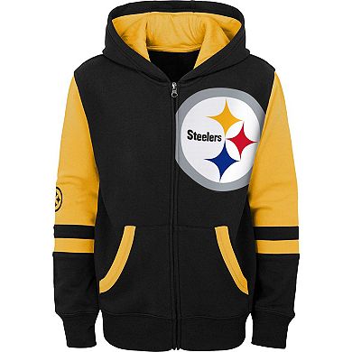 Youth Black Pittsburgh Steelers Colorblock Full-Zip Hoodie