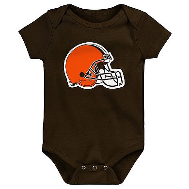 Infant Brown/Orange/Heather Gray Cleveland Browns Born to Be 3-Pack Bodysuit Set