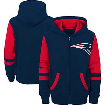 Youth Navy New England Patriots Colorblock Full-Zip Hoodie
