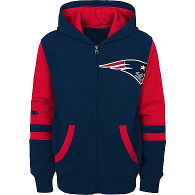 Youth Navy New England Patriots Colorblock Full-Zip Hoodie
