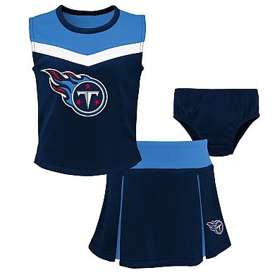 Girls Preschool Navy Tennessee Titans Spirit Cheerleader Two-Piece Set with Bloomers