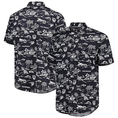 Men's Reyn Spooner Black Las Vegas Raiders Throwback KekaiÂ Print Button-Up Shirt