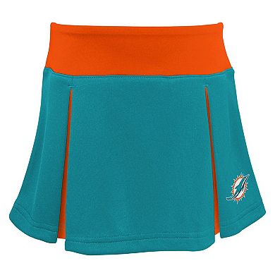 Girls Toddler Aqua Miami Dolphins Spirit Cheer Three-Piece Cheerleader Set