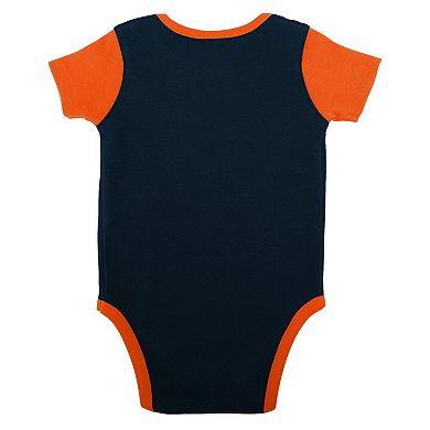 Newborn & Infant Navy/Orange Chicago Bears Home Field Advantage Three-Piece Bodysuit, Bib & Booties Set
