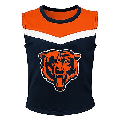 Girls Preschool Navy Chicago Bears Spirit Cheerleader Two-Piece Set with Bloomers