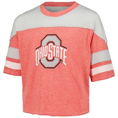 Girls Youth Scarlet Ohio State Buckeyes Sunday Friday Sleeve Stripe Jersey T-Shirt