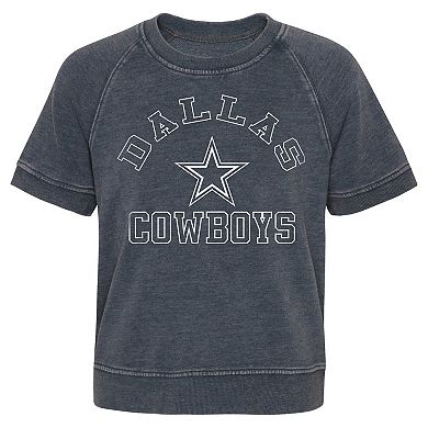 Girls Juniors Charcoal Dallas Cowboys Cheer Squad Raglan T-Shirt