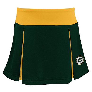 Girls Toddler Green Green Bay Packers Spirit Cheer Three-Piece Cheerleader Set