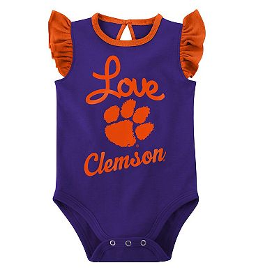 Girls Newborn & Infant Orange/Purple Clemson Tigers Spread the Love 2-Pack Bodysuit Set