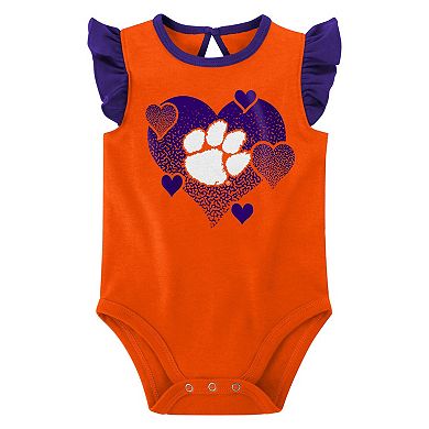 Girls Newborn & Infant Orange/Purple Clemson Tigers Spread the Love 2-Pack Bodysuit Set
