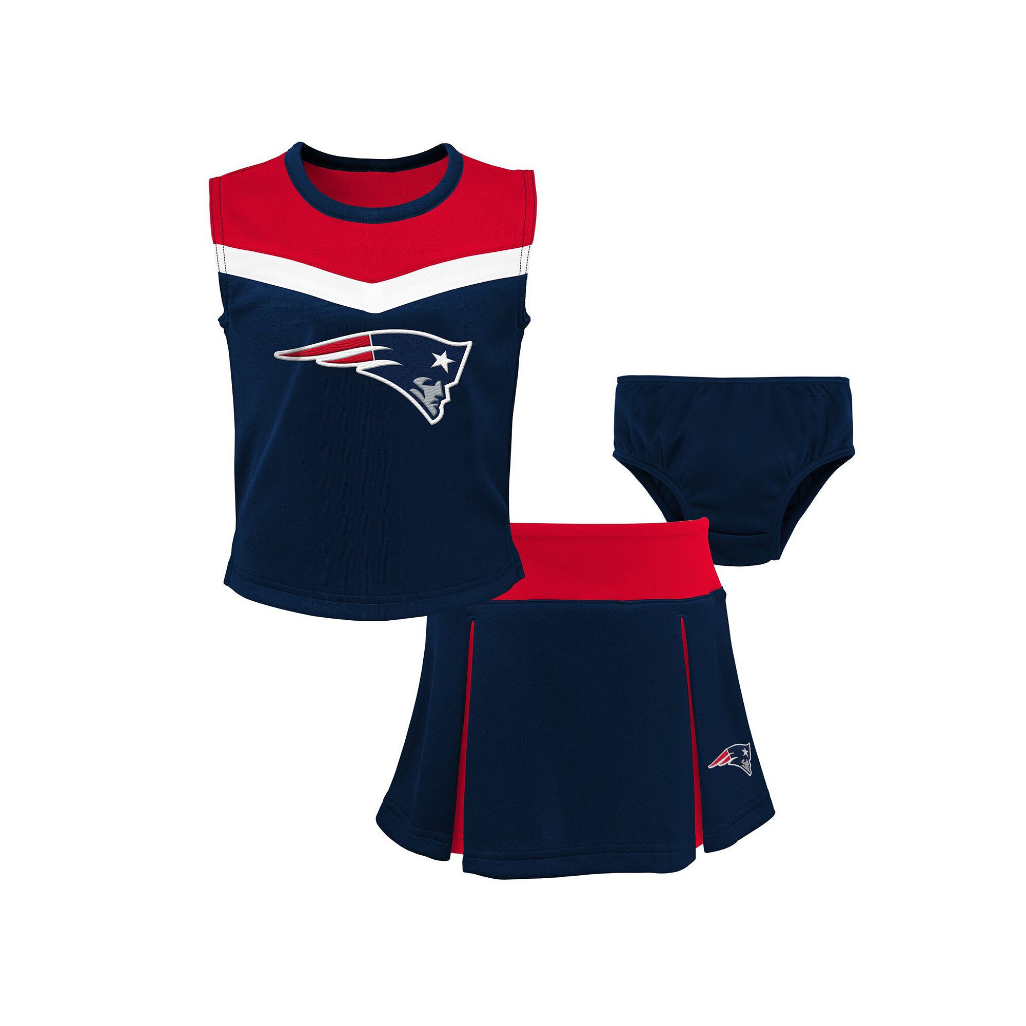 Girls Preschool Navy New England Patriots Spirit Cheerleader Two-Piece Set 