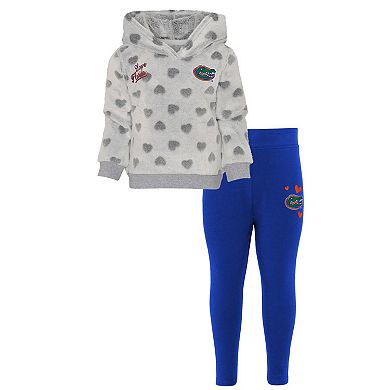 Girls Toddler Gray/Royal Florida Gators Heart to Heart Hoodie & Leggings Set