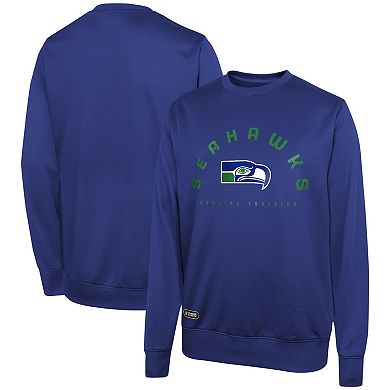 Men's Royal Seattle Seahawks Combine Authentic Line Blocker Pullover Sweatshirt