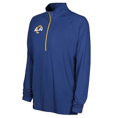 Men's Royal Los Angeles Rams Combine Authentic Raglan Quarter-Zip Top