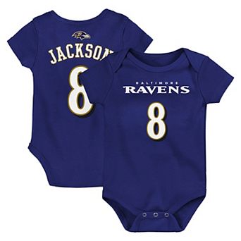 Infant Lamar Jackson Purple Baltimore Ravens Mainliner Player Name & Number Bodysuit