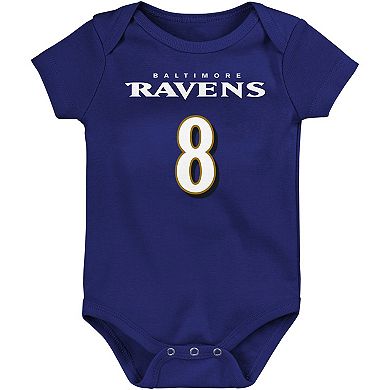 Infant Lamar Jackson Purple Baltimore Ravens Mainliner Player Name & Number Bodysuit