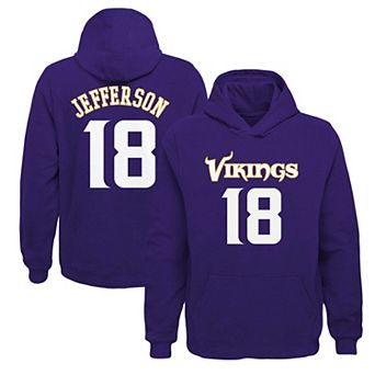 Youth Justin Jefferson Purple Minnesota Vikings Mainliner Player Name & Number Pullover Hoodie