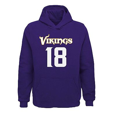 Youth Justin Jefferson Purple Minnesota Vikings Mainliner Player Name & Number Pullover Hoodie