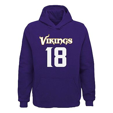 Youth Justin Jefferson Purple Minnesota Vikings Mainliner Player Name & Number Pullover Hoodie