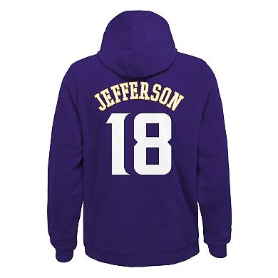 Youth Justin Jefferson Purple Minnesota Vikings Mainliner Player Name & Number Pullover Hoodie