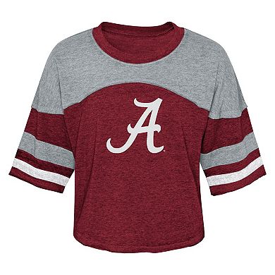 Girls Youth Crimson Alabama Crimson Tide Sunday Friday Sleeve Stripe Jersey T-Shirt