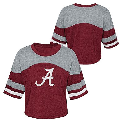 Girls Youth Crimson Alabama Crimson Tide Sunday Friday Sleeve Stripe Jersey T-Shirt