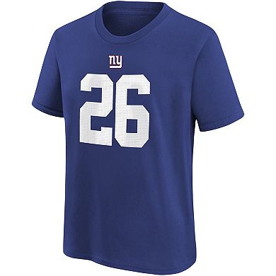 Youth Nike Saquon Barkley Royal New York Giants Player Name & Number T ...