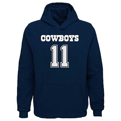 Youth Micah Parsons Navy Dallas Cowboys Mainliner Player Name & Number Pullover Hoodie