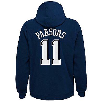 Youth Micah Parsons Navy Dallas Cowboys Mainliner Player Name & Number Pullover Hoodie