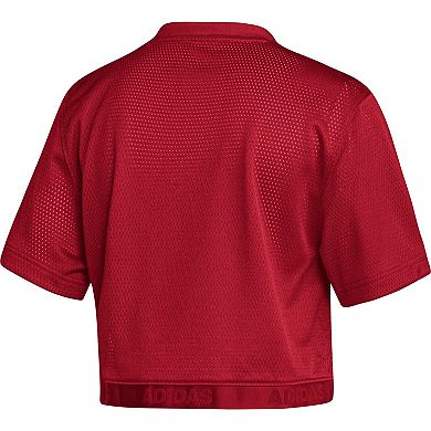 Women's adidas Red Nebraska Huskers Primegreen V-Neck Cropped Jersey