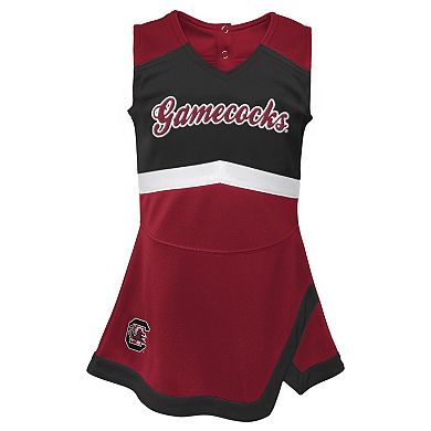 Girls Toddler Garnet/Black South Carolina Gamecocks Two-Piece Cheer Captain Jumper Dress & Bloomers Set