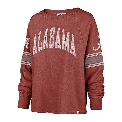 Women's '47 Crimson Alabama Crimson Tide Allie Modest Raglan Long Sleeve Cropped T-Shirt