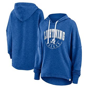 Women's Fanatics Branded Heather Blue Tampa Bay Lightning Lux Lounge Helmet Arch Pullover Hoodie