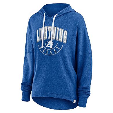 Women's Fanatics Branded Heather Blue Tampa Bay Lightning Lux Lounge Helmet Arch Pullover Hoodie