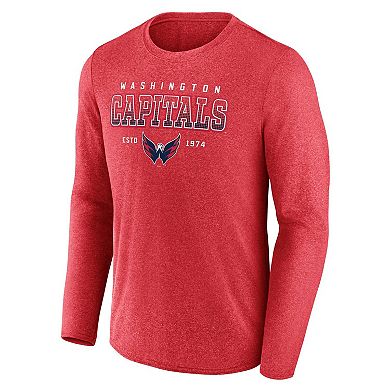 Men's Fanatics Branded Heather Red Washington Capitals Long Sleeve T-Shirt