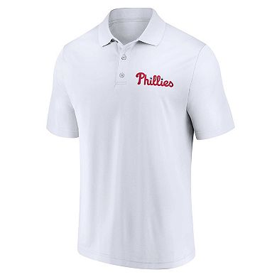 Men's Fanatics Branded Red/White Philadelphia Phillies Two-Pack Logo Lockup Polo Set