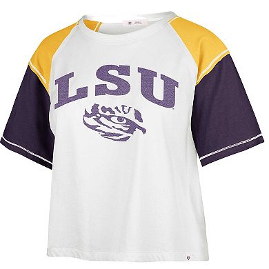 Women's '47 White LSU Tigers Serenity Gia Cropped T-Shirt