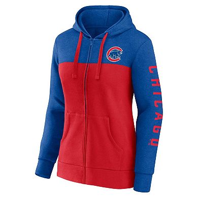 Women's Fanatics Branded Royal/Red Chicago Cubs City Ties Hoodie Full-Zip Sweatshirt