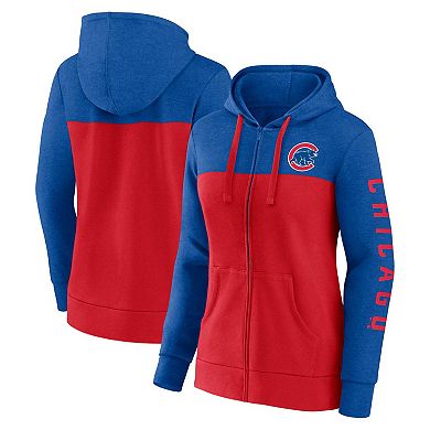 Women's Fanatics Branded Royal/Red Chicago Cubs City Ties Hoodie Full-Zip Sweatshirt