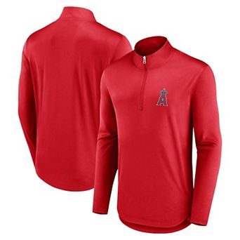 Men's Fanatics Branded Red Los Angeles Angels Quarterback Quarter-Zip Top