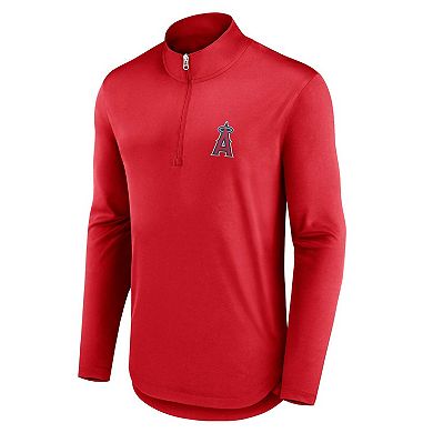 Men's Fanatics Branded Red Los Angeles Angels Quarterback Quarter-Zip Top