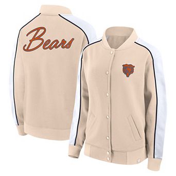 Women's Fanatics Branded Tan Chicago Bears Lounge Full-Snap Varsity Jacket