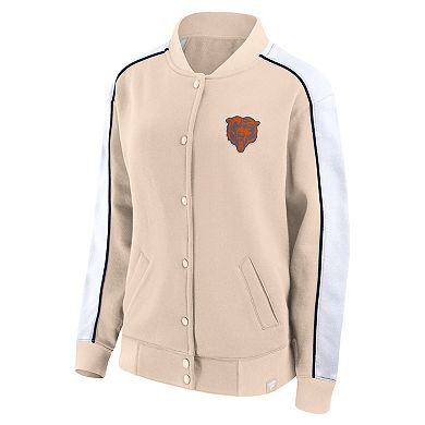 Women's Fanatics Branded Tan Chicago Bears Lounge Full-Snap Varsity Jacket