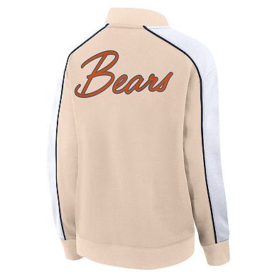 Women's Fanatics Branded Tan Chicago Bears Lounge Full-Snap Varsity Jacket