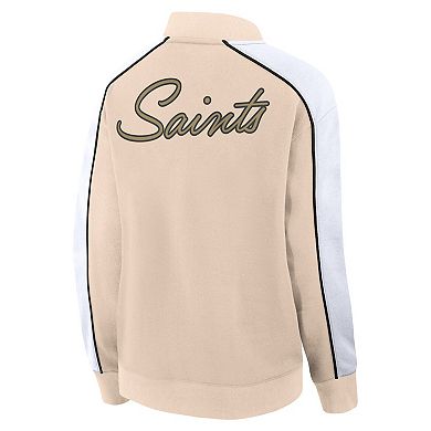 Women's Fanatics Branded Tan New Orleans Saints Lounge Full-Snap Varsity Jacket