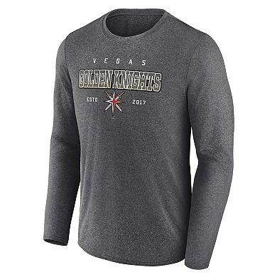 Men's Fanatics Branded Heather Charcoal Vegas Golden Knights Long Sleeve T-Shirt