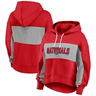 Women's Fanatics Branded Red Washington Nationals Filled Stat Sheet Pullover Hoodie